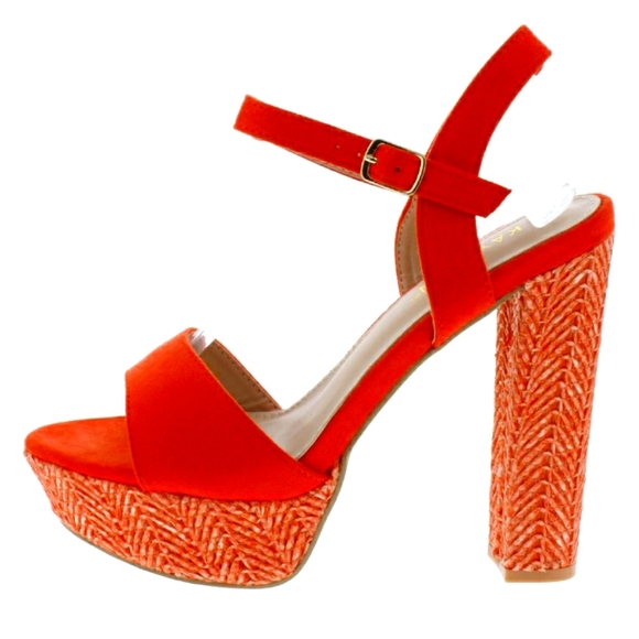 Orange Ankle Strap Platform High Heels Sizes 7.5, 8, 8.5 - Picture 2 of 3